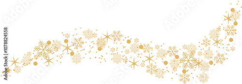 Gold snowflakes and stars on transparent background. Golden snowflakes and stars. New year illustration. Vector EPS 10