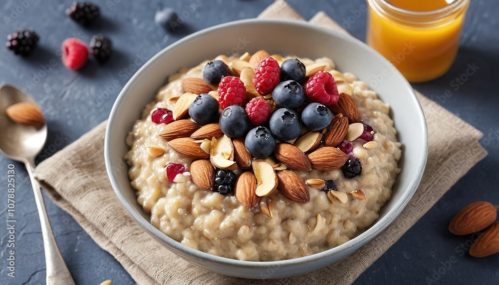 Healthy Oatmeal with Fresh Berries and Nuts Healthy Oatmeal with Fresh Berries and Nuts