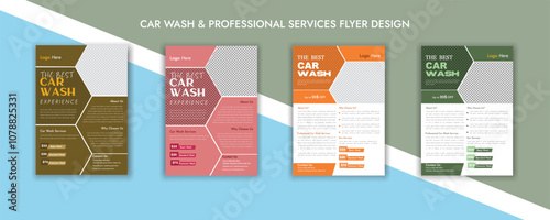 Car wash nd service colorful flyer template design. Car cleaning Service flyer poster. Rent business flyer template