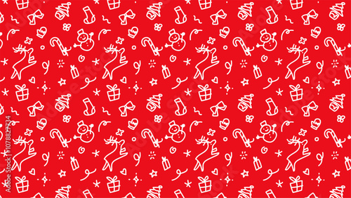 Hand-drawn seamless christmas background illustration.