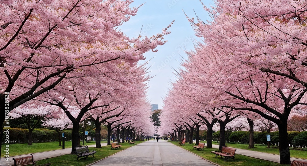Cherry blossom park sakura trees petals pink springtime calm scenic park Cherry blossom park sakura trees petals pink springtime calm scenic park