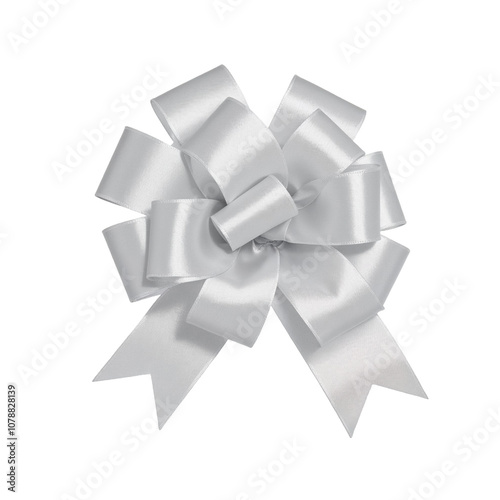 shinny fancy with flower like shape different colorful ribbon and bow isolated on transparent background photo