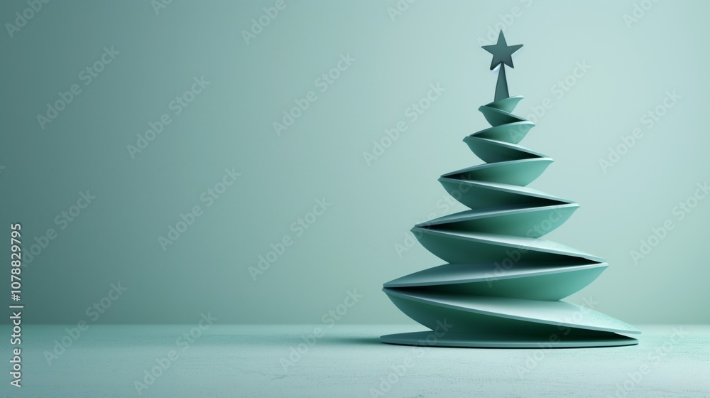 A modern artistic representation of a Christmas tree in a minimalist style, depicted in shades of teal with a star on top. A modern artistic representation of a Christmas tree in a minimalist style, depicted in shades of teal with a star on top.