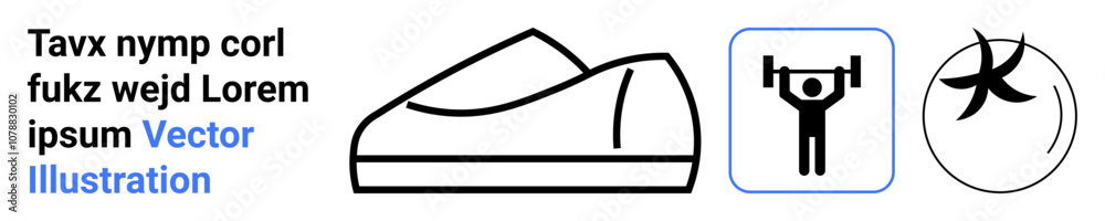 Black outline of a shoe, weightlifter icon, and a banana. Ideal for fitness, nutrition, exercise, health, sports, lifestyle, and wellness themes. Landing page Black outline of a shoe, weightlifter icon, and a banana. Ideal for fitness, nutrition, exercise, health, sports, lifestyle, and wellness themes. Landing page