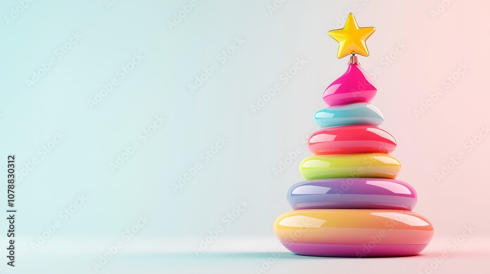 3D rendering, inflatable Christmas tree, space for text 3D rendering, inflatable Christmas tree, space for text