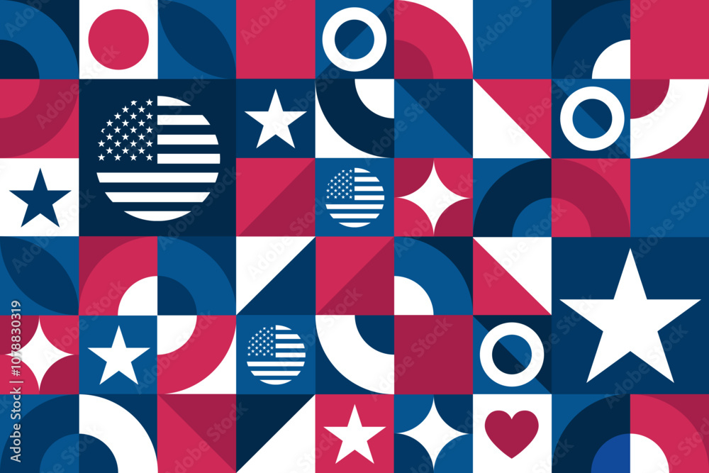 Bill of Rights Day. December 15. Seamless geometric pattern. Template for background, banner, card, poster. Vector EPS10 illustration.