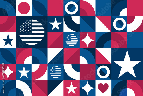 Obraz na płótnie Bill of Rights Day. December 15. Seamless geometric pattern. Template for background, banner, card, poster. Vector EPS10 illustration. w salonie