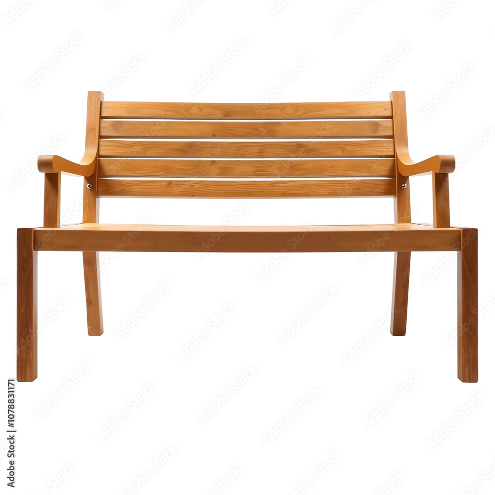 Wooden bench with armrests isolated Wooden bench with armrests isolated