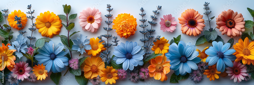 Blue and yellow flowers. Valentine's Day, Mother's Day, or Happy Birthday greeting cards. Festive and celebratory designs. Blue and yellow flowers. Valentine's Day, Mother's Day, or Happy Birthday greeting cards. Festive and celebratory designs.