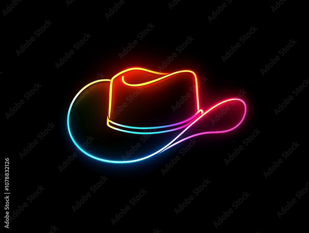 Neon cowboy hat in rainbow colors Neon cowboy hat in rainbow colors