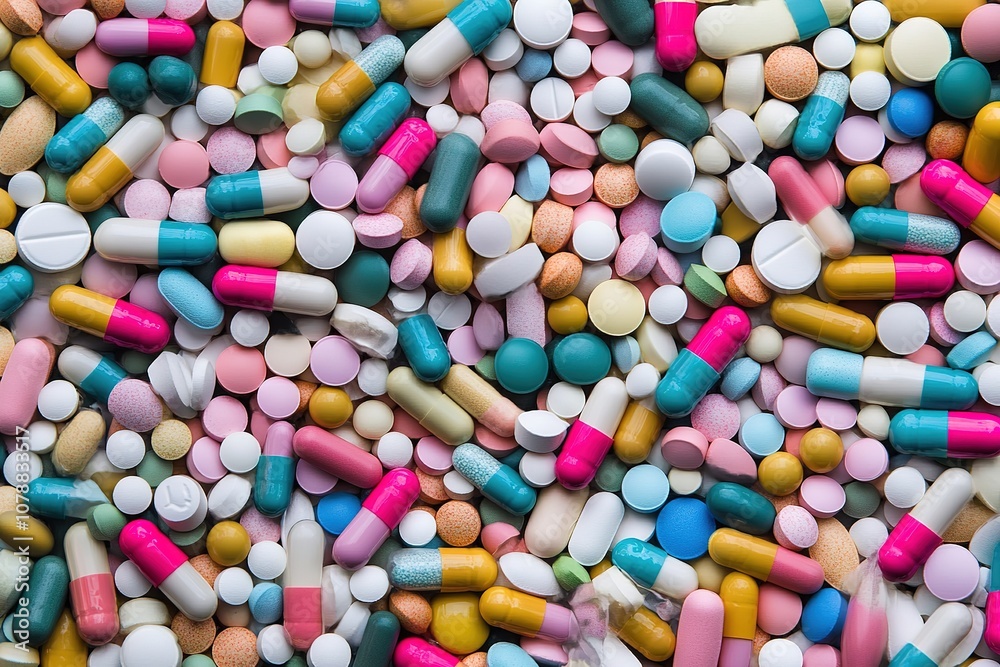 Colorful pills on grey background
Colorful pills on grey background