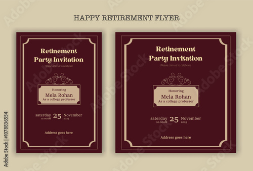 Happy retirement party invitation flyer design 