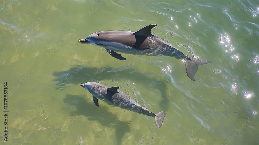 Two Dolphins Swimming in the Ocean - Wildlife Photography Two Dolphins Swimming in the Ocean - Wildlife Photography