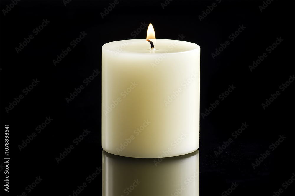 burning candle on dark background