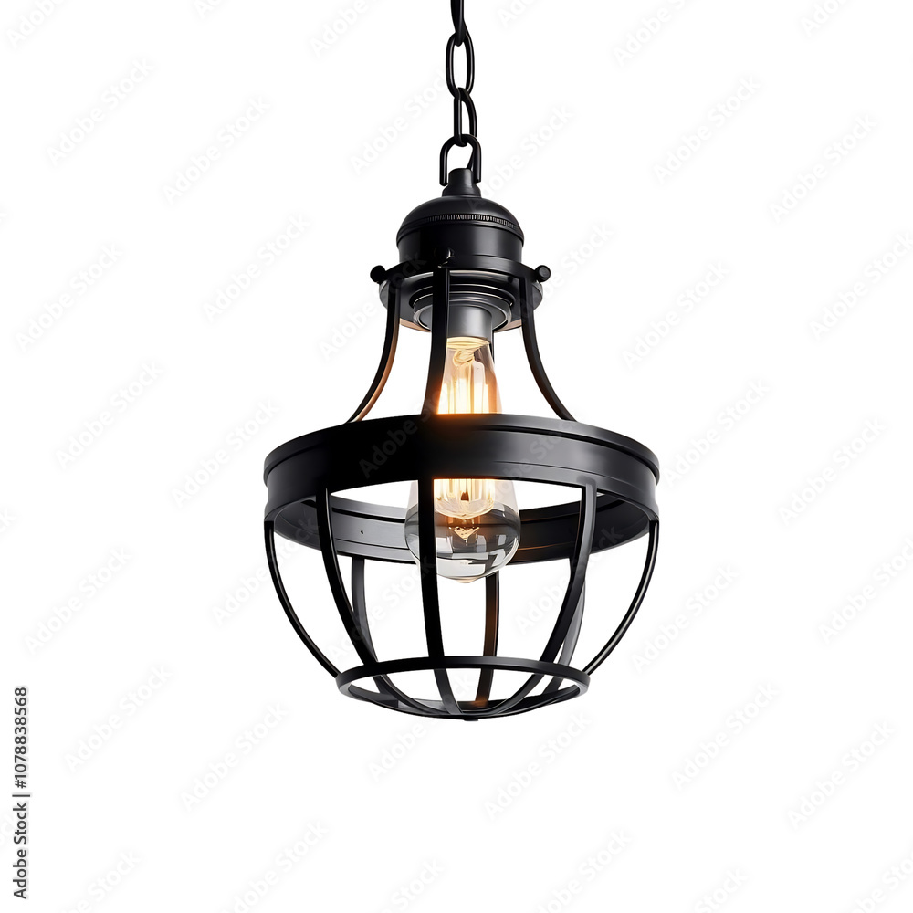 Black Cage Pendant Light with Edison Bulb Black Cage Pendant Light with Edison Bulb