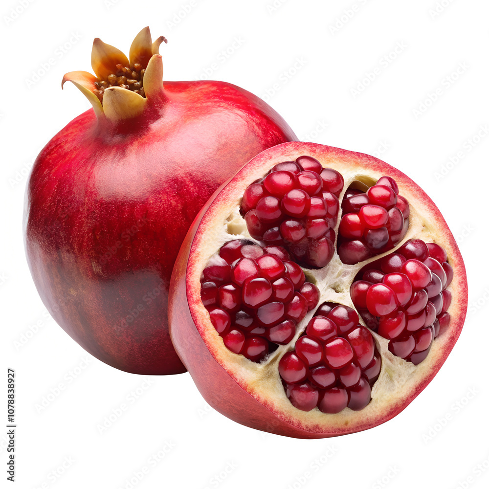 Pomegranate half isolated on white background, top view
Pomegranate half isolated on white background, top view