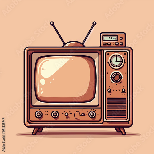 Illustration of an old tube television vector