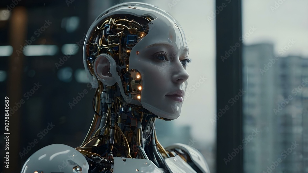portrait of a cyber robot woman portrait of a cyber robot woman