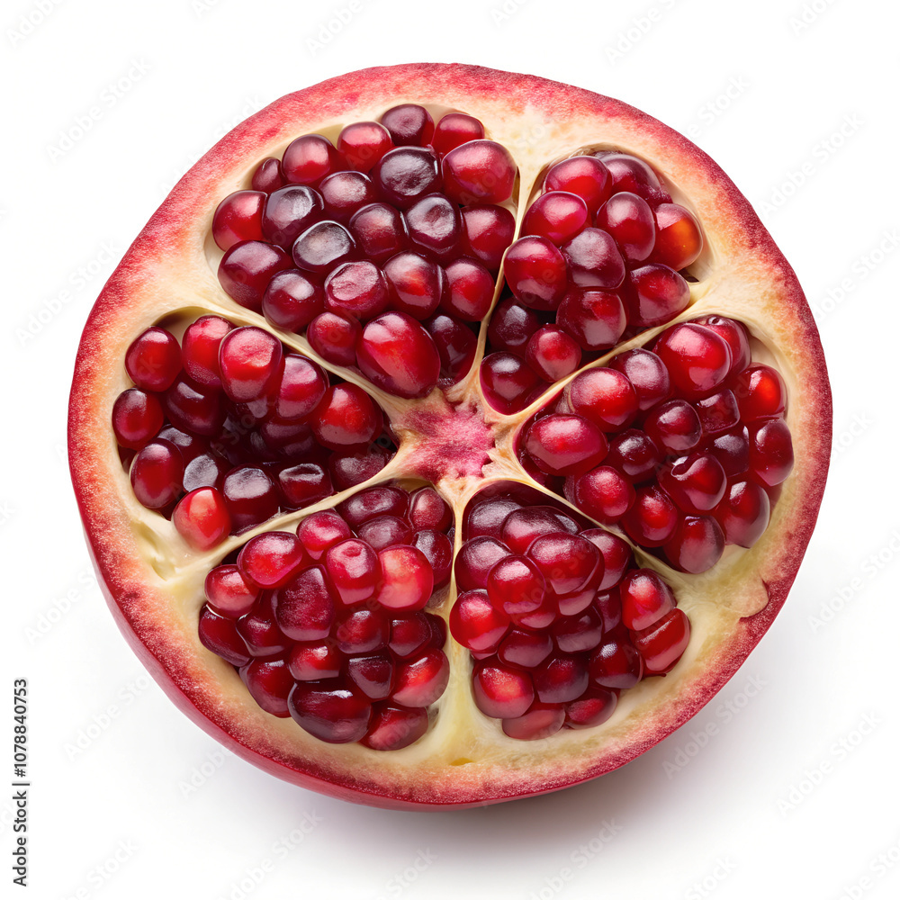 Pomegranate half isolated on white background, top view
Pomegranate half isolated on white background, top view