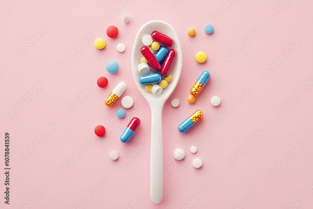 Vitamin capsules in a wooden spoon on a colored background. Pills served as a healthy meal. Drugs, pharmacy, medicine or medical healthycare concept.
Vitamin capsules in a wooden spoon on a colored background. Pills served as a healthy meal. Drugs, pharmacy, medicine or medical healthycare concept.