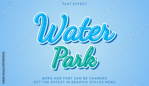 Water park text effect template in 3d design