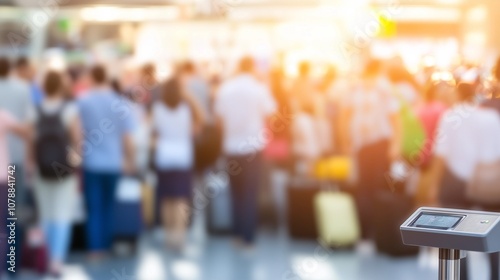 Security personnel in airport ensuring safe travel environment, vigilant officers monitoring checkpoints and maintaining order, emphasizing the importance of security in public transportation.