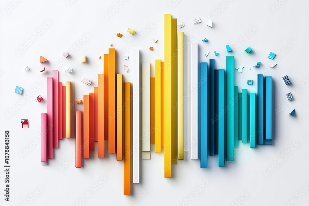 Abstract Colorful Bars On White Background.