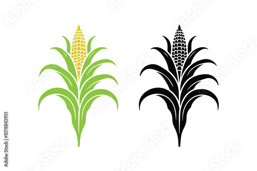 Minimalist corn plant silhouette. Corn vector illustration