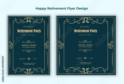 Happy retirement party invitation flyer design 
