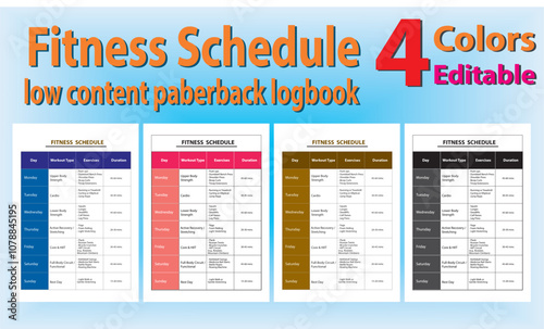 Fitness Schedule low content paperback Logbook.