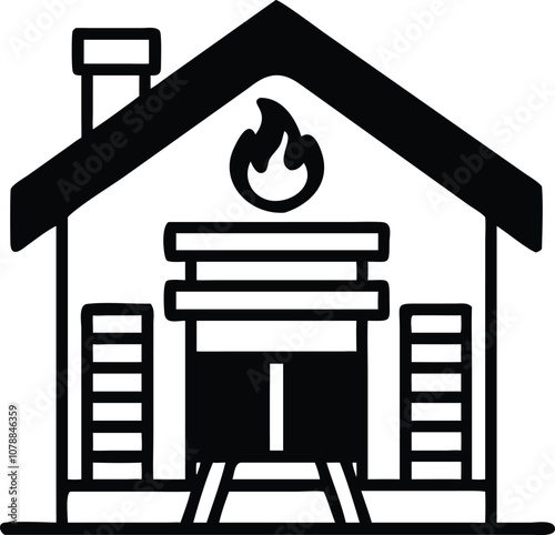 Fire station icon vector