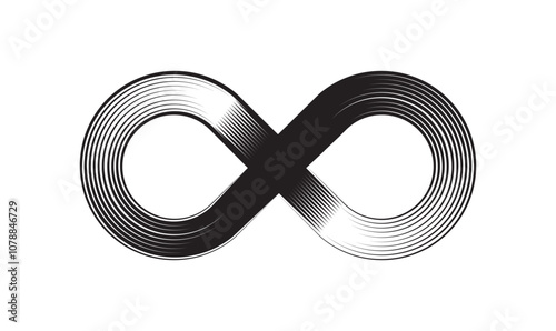 Infinity flat iconic symbol black filled silhouette vector on isolated white background