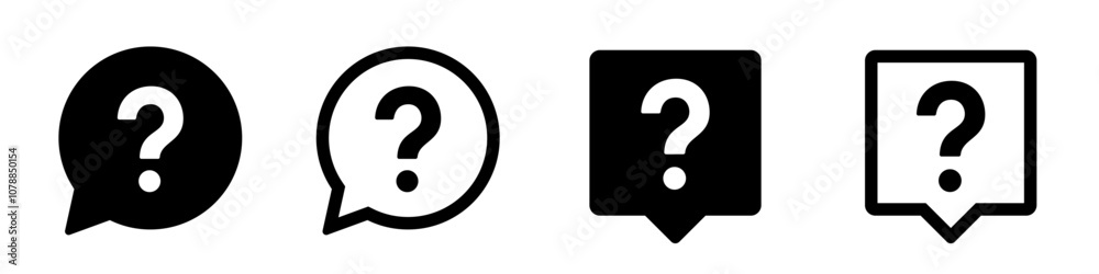 Question mark icon set. Support sign speech bubble. Help, info, chat question, bubble question - stock vector. Question mark icon set. Support sign speech bubble. Help, info, chat question, bubble question - stock vector.