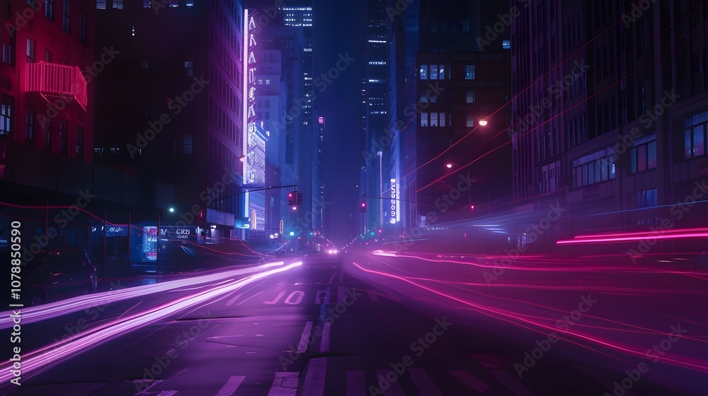 Neon trails left slow moving cars night dace ffe dabbabfeb generated illustration Neon trails left slow moving cars night dace ffe dabbabfeb generated illustration