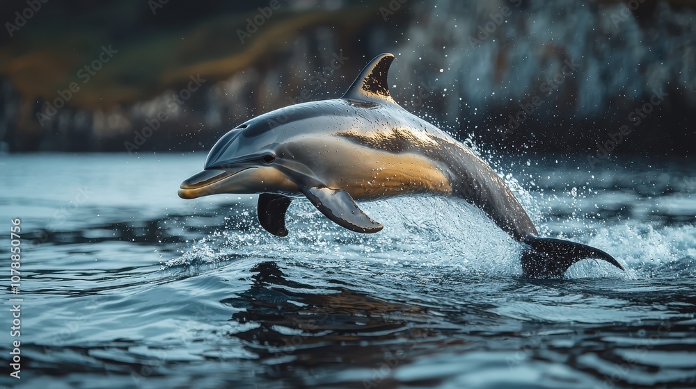 Obraz premium Dolphin leaping out of the water.