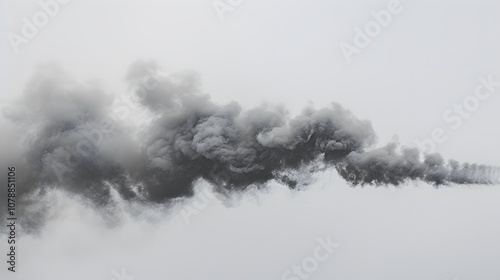 Smoke plume billowing against stark white backg adf feecb generated illustration photo