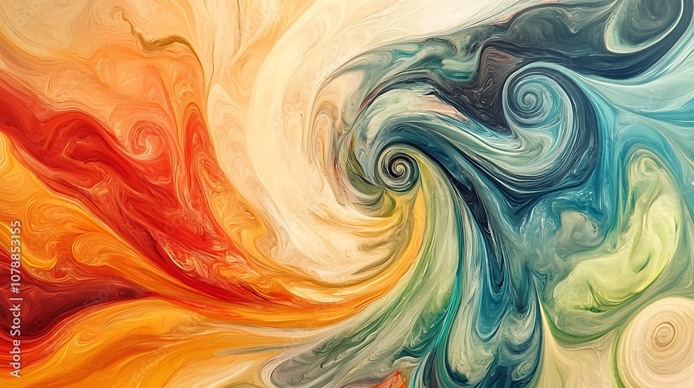A captivating abstract design with swirling colors and shapes, creating a sense depth and motion.
