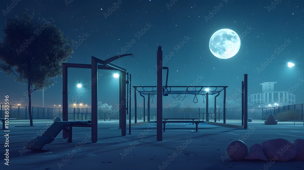 Visual representation open air gym moonlit night generated illustration