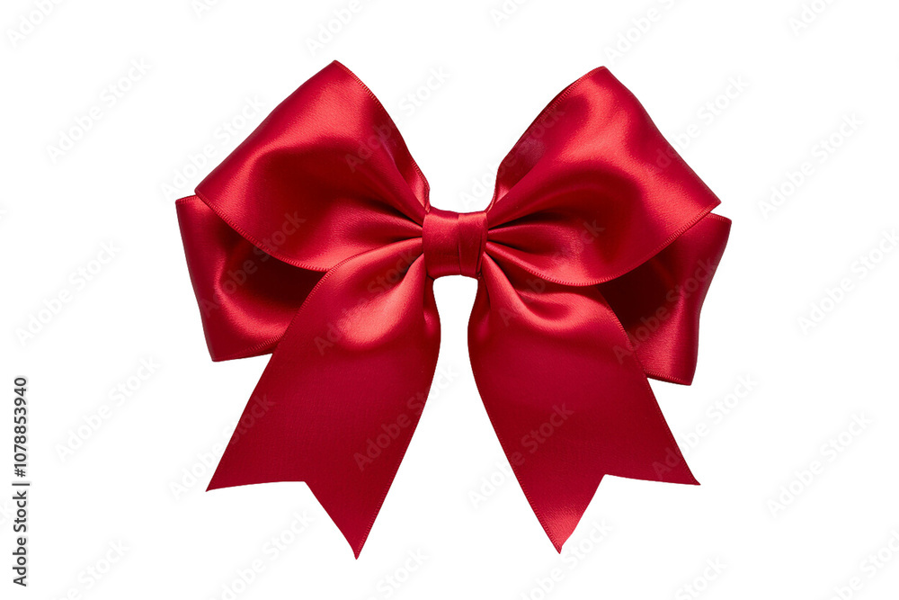 A red satin ribbon bow, isolated on a PNG transparent cut out background, perfect for celebrations, birthdays, and Christmas decorations. A red satin ribbon bow, isolated on a PNG transparent cut out background, perfect for celebrations, birthdays, and Christmas decorations.