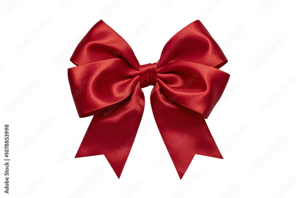 A red satin ribbon bow, isolated on a PNG transparent cut out background, perfect for celebrations, birthdays, and Christmas decorations. A red satin ribbon bow, isolated on a PNG transparent cut out background, perfect for celebrations, birthdays, and Christmas decorations.