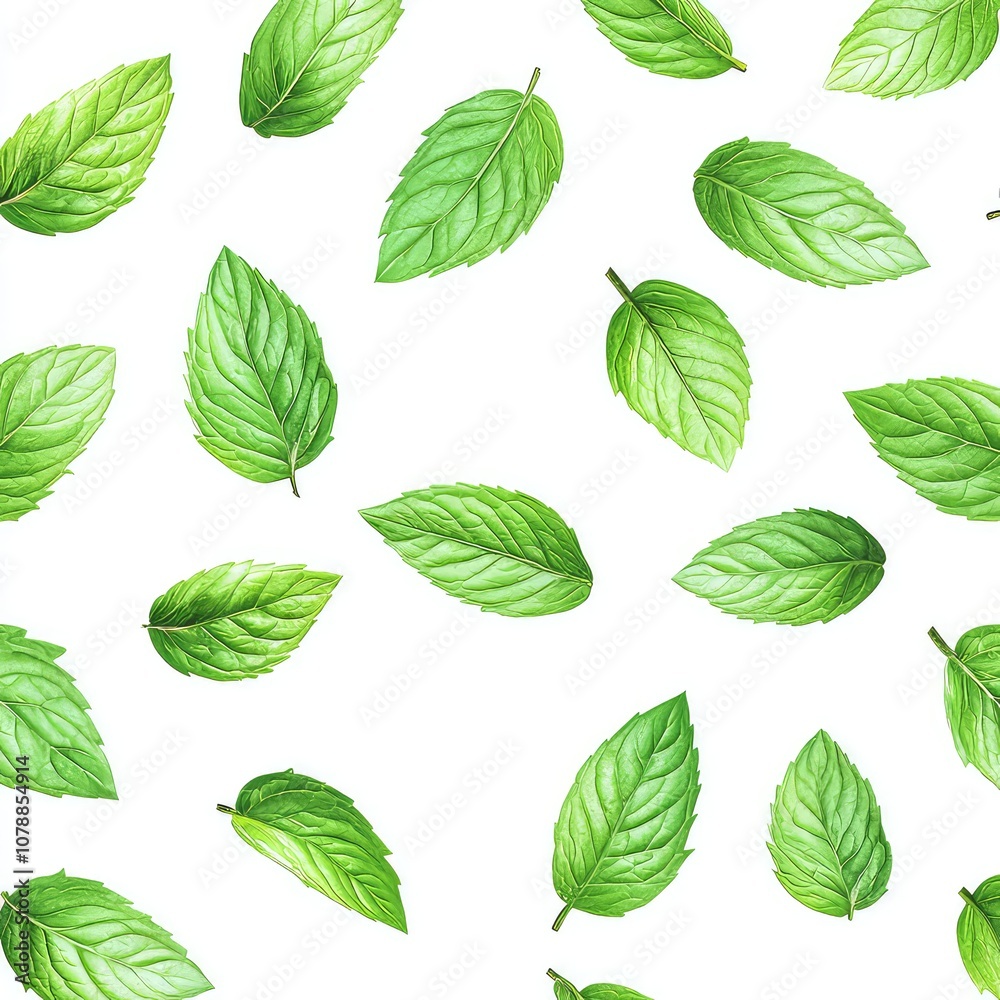 Patchouli Leafs On White Background, Generative AI Patchouli Leafs On White Background, Generative AI