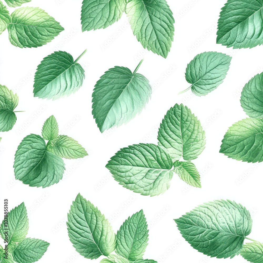 Patchouli Leafs On White Background, Generative AI	