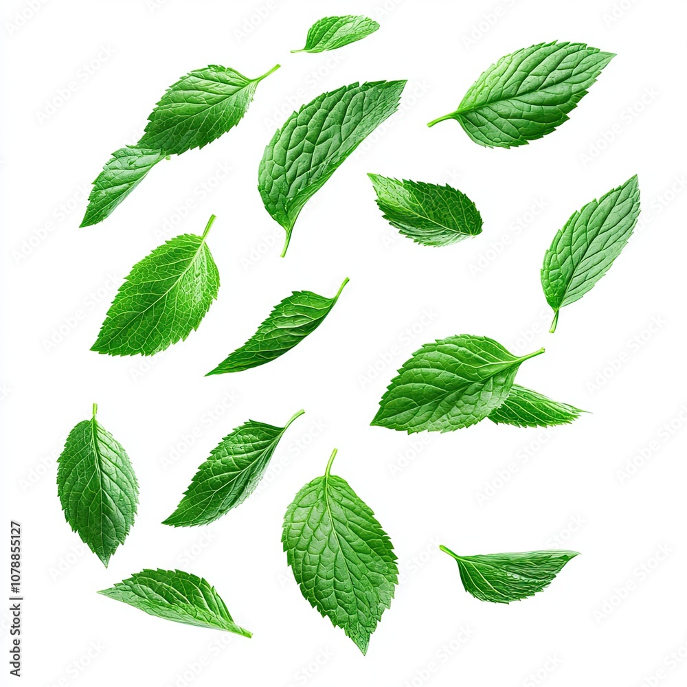 Patchouli Leafs On White Background, Generative AI Patchouli Leafs On White Background, Generative AI