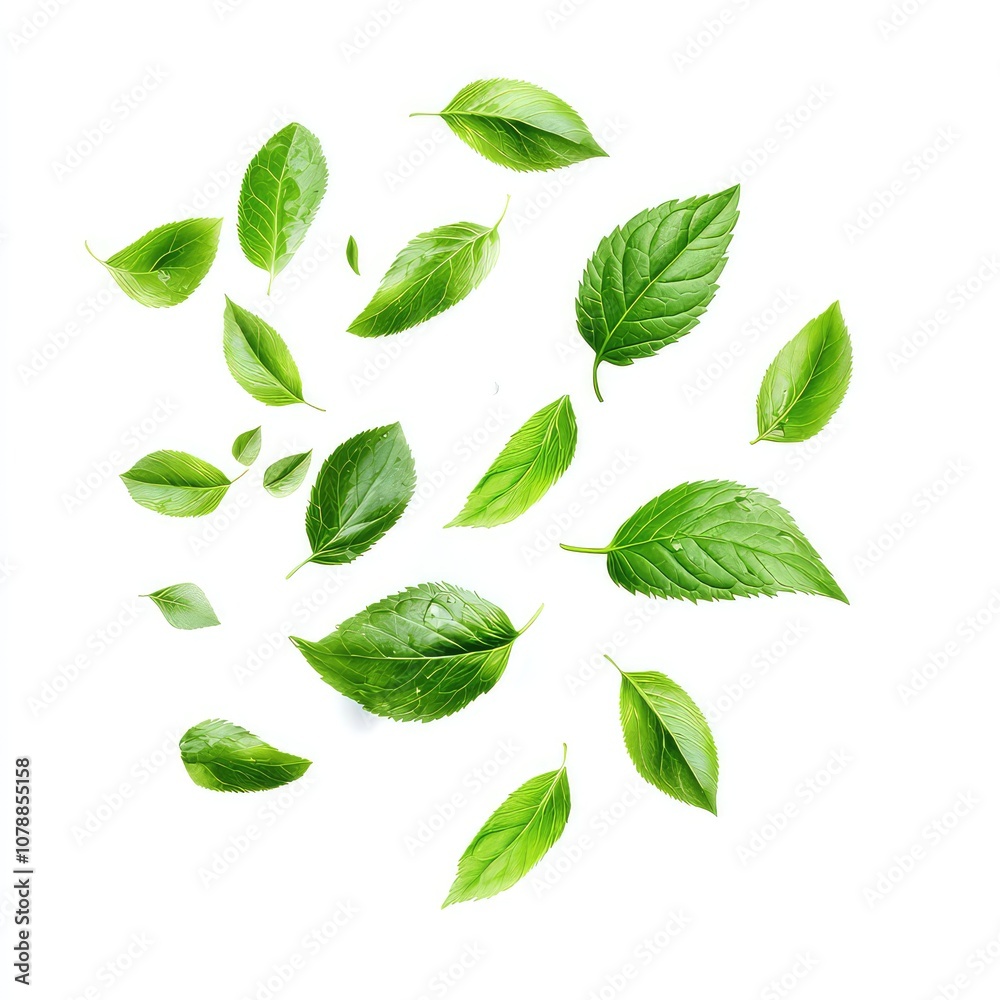 Patchouli Leafs On White Background, Generative AI Patchouli Leafs On White Background, Generative AI