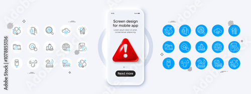 Night mattress, Cloud computing and Rainy weather line icons. Phone mockup with 3d danger icon. Pack of Time management, Creativity, Puzzle game icon. Vector