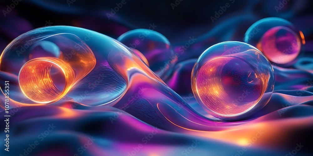 Abstract geometry in glowing shapes
