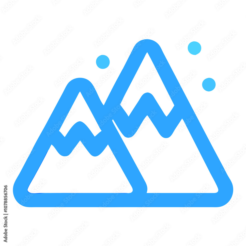 Vector blue snow-covered mountains icon for winter landscapes and outdoor adventures Vector blue snow-covered mountains icon for winter landscapes and outdoor adventures
