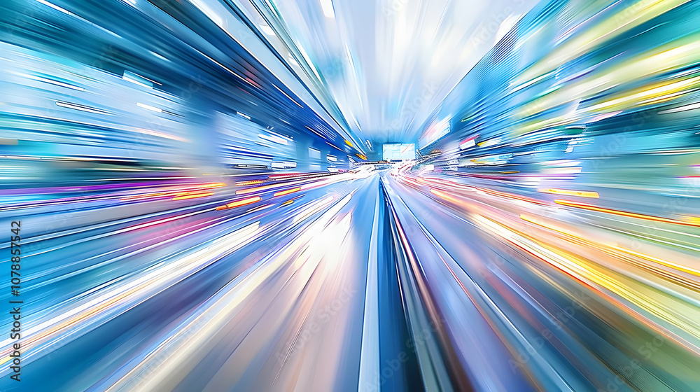 Abstract City Lights Speed Blur Abstract Background in Blue, Purple, Yellow, and White Abstract City Lights Speed Blur Abstract Background in Blue, Purple, Yellow, and White
