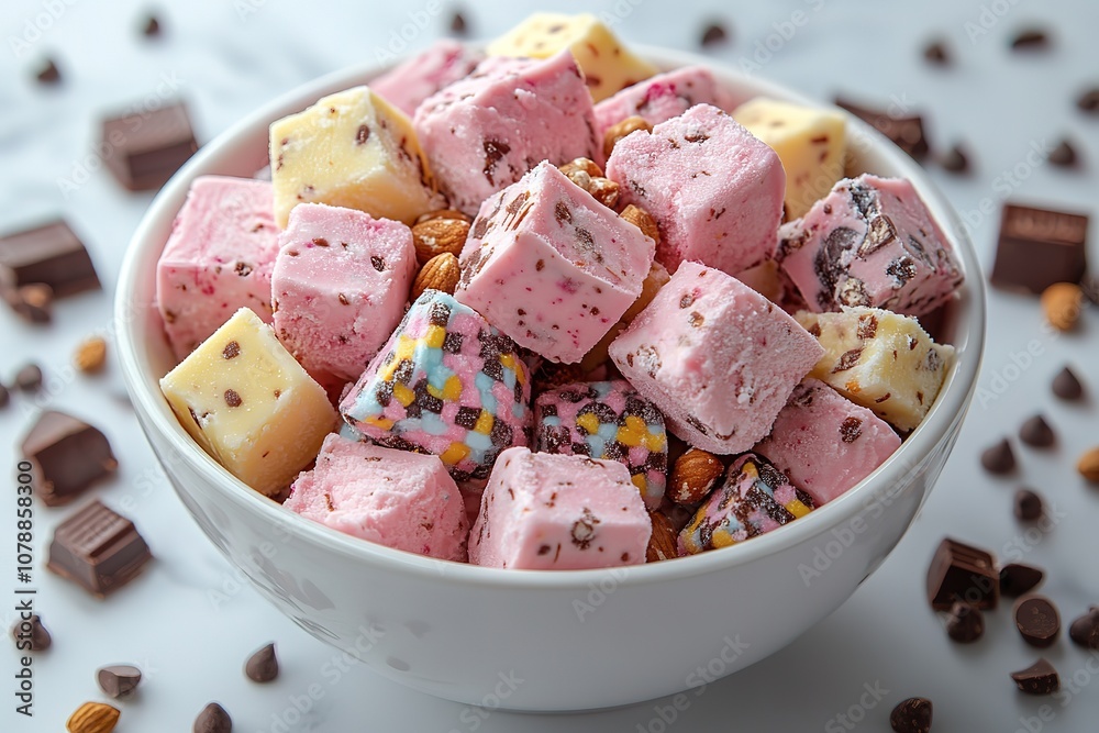 A bowl of assorted candies and chocolates A bowl of assorted candies and chocolates