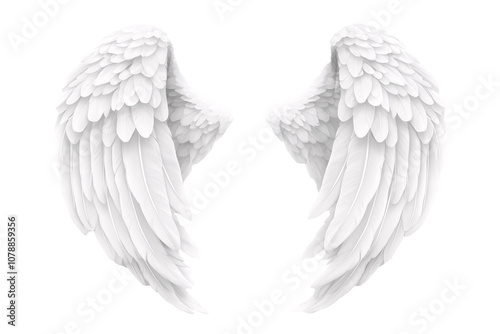 Angel wings in white color on transparent background. Isolated wings for copy/paste. Png image. Generated with AI.